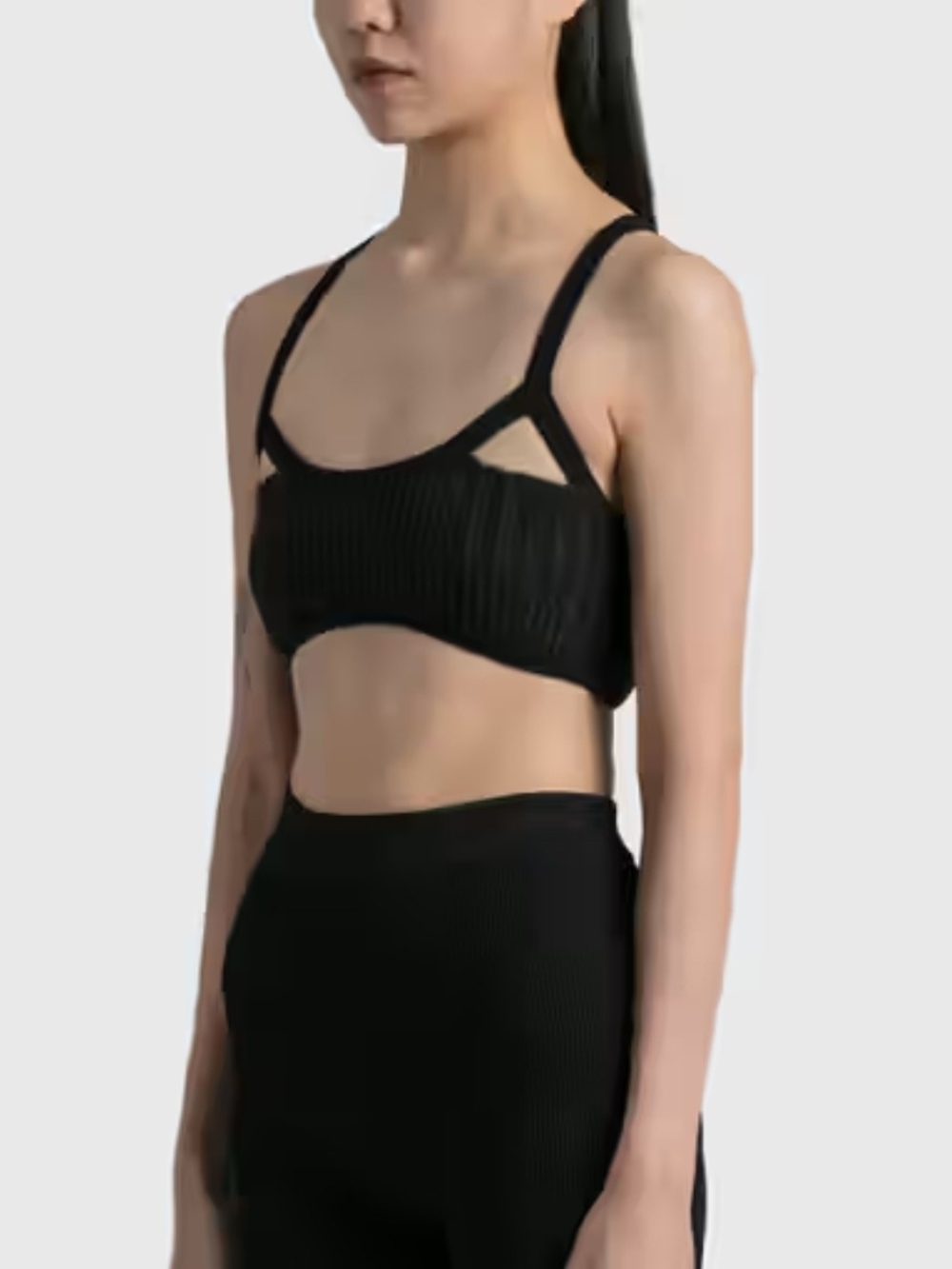 JACQUEMUS Le Bandeau Bellinu in Black - Cutout Ribbed Bralette - Size Medium 38
